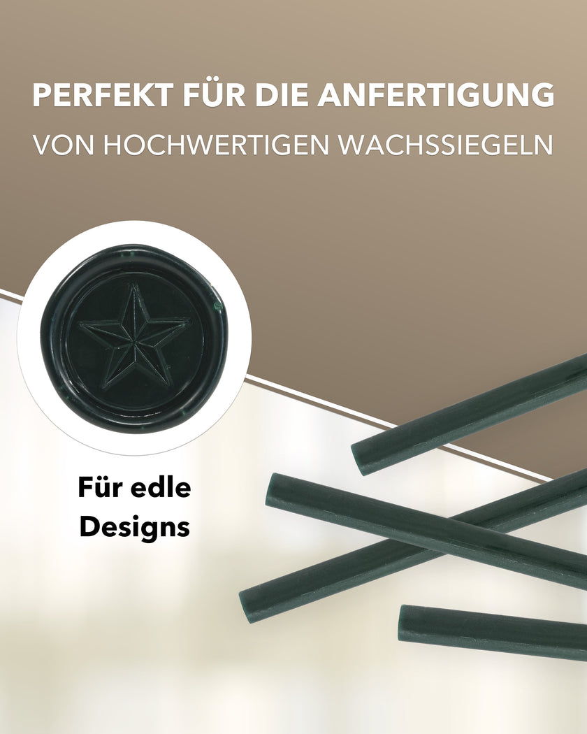 Siegelwachs für Wachspistole in Dunkelgrün, 7mm Durchmesser, 6er Pack - Siegelstempel personalisiert