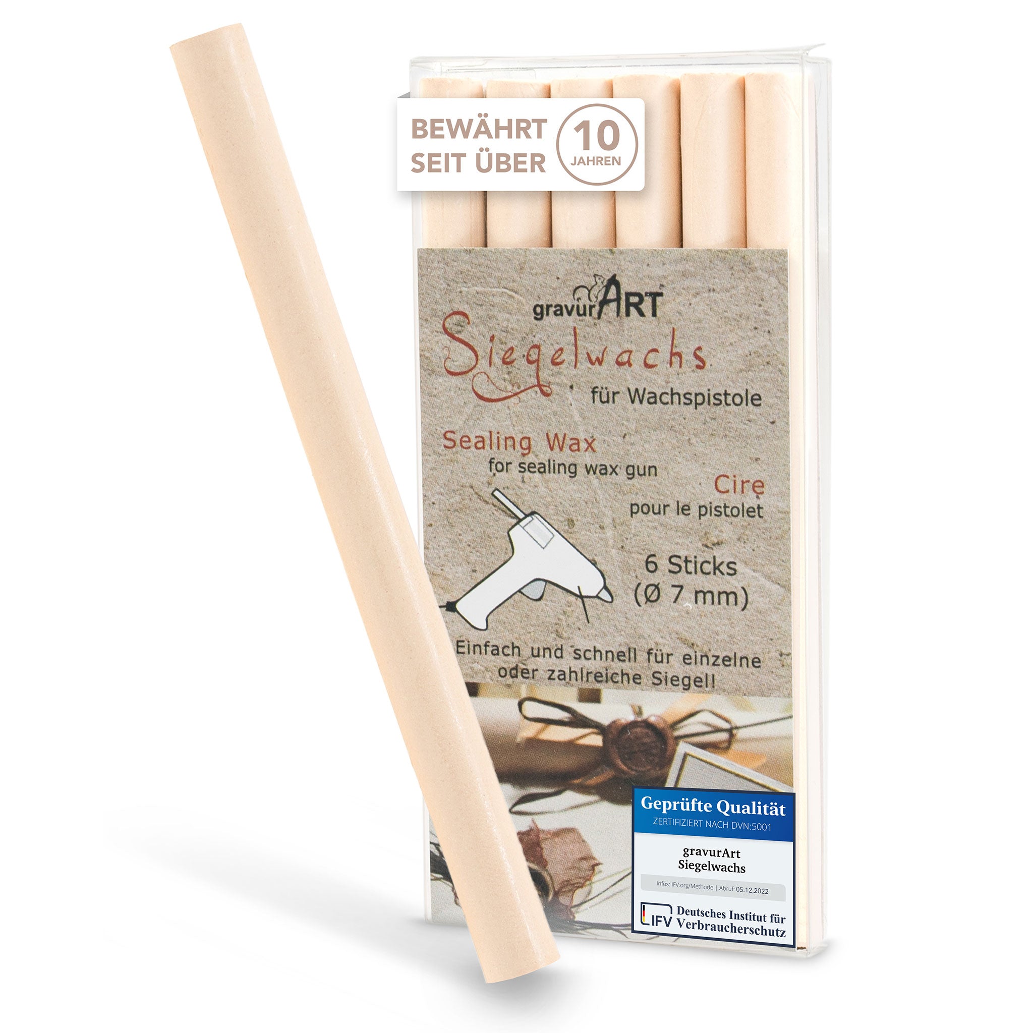 Siegelwachs für Wachspistole in Blush, 7mm Durchmesser, 6er Pack - Siegelstempel personalisiert