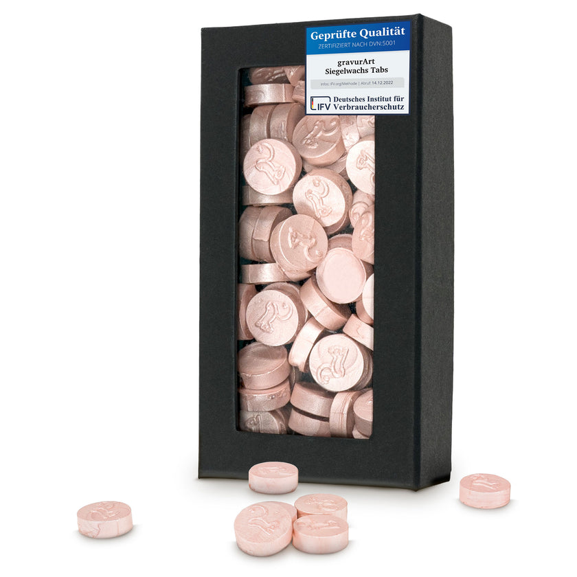 gravurART Siegelwachs Tabs - flexibel - zum Schmelzen im Schmelzlöffel - Farbe Champagner - Siegelstempel personalisiert