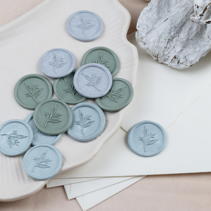 Wachssiegel selbstklebend mit Symbol Flora - Siegelstempel personalisiert