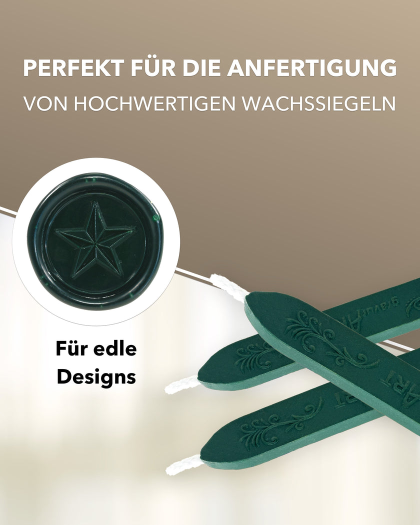 Premium Siegelwachs mit Docht, 3er Pack in Forest - Siegelstempel personalisiert