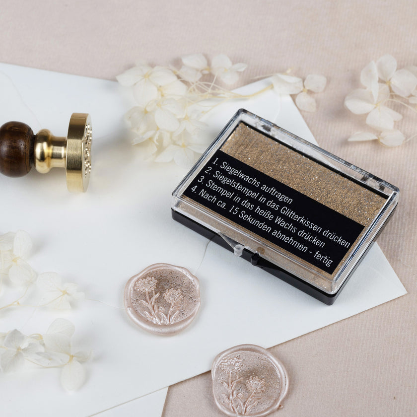 Siegelkissen Gold Glitter - Siegelstempel personalisiert