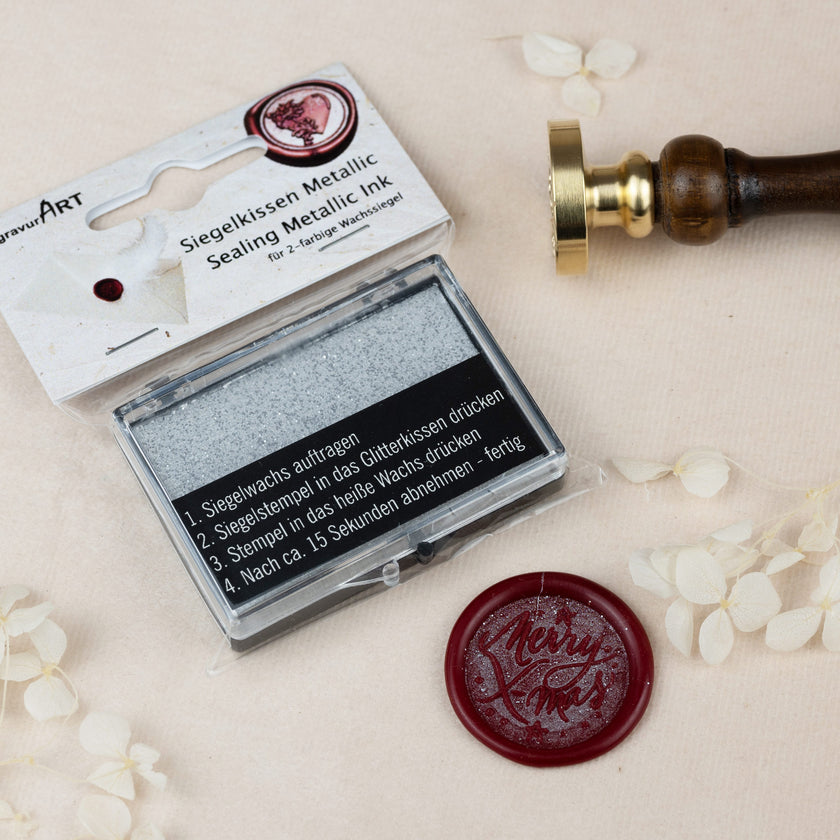 Siegelkissen Silber Glitter - Siegelstempel personalisiert