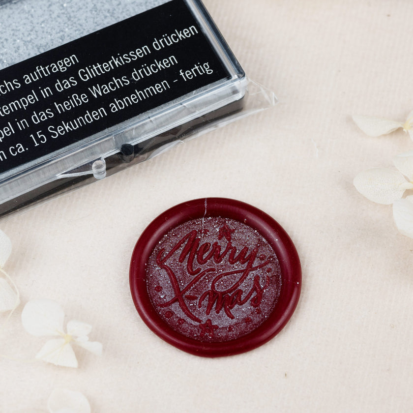 Siegelkissen Silber Glitter - Siegelstempel personalisiert