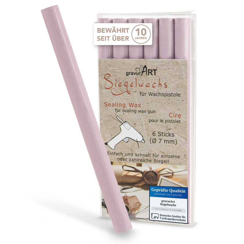 Siegelwachs für Wachspistole in Lavender, 7mm Durchmesser, 6er Pack - Siegelstempel personalisiert