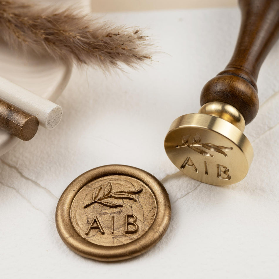 Siegelwachs Set 3-teilig Mit Personalisiertem Stempel - Perfekt Für Hochzeiten & Geschenke