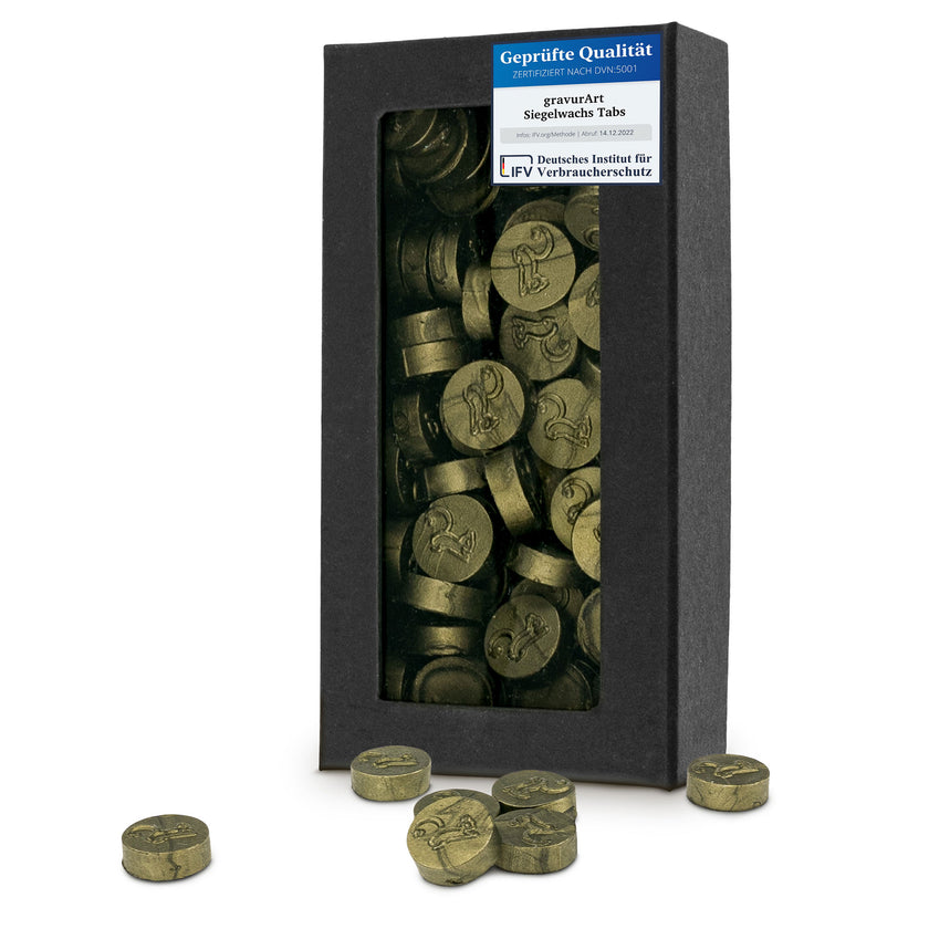 gravurART Siegelwachs Tabs - flexibel - zum Schmelzen im Schmelzlöffel - Olive Perl. - Siegelstempel personalisiert