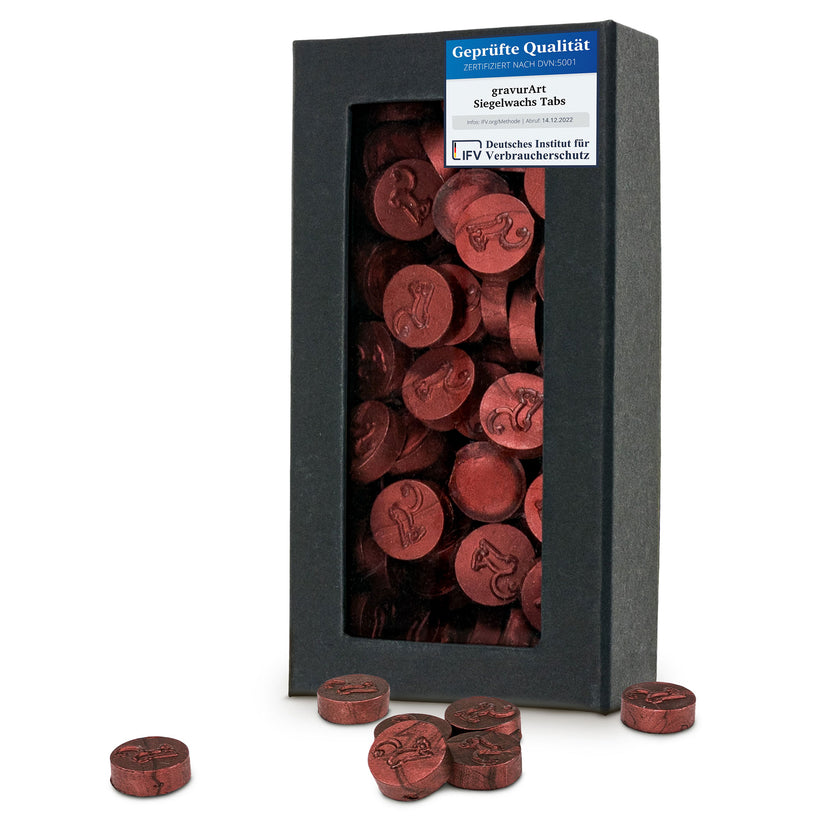 gravurART Siegelwachs Tabs - flexibel - zum Schmelzen im Schmelzlöffel - Rot-Metallic - Siegelstempel personalisiert