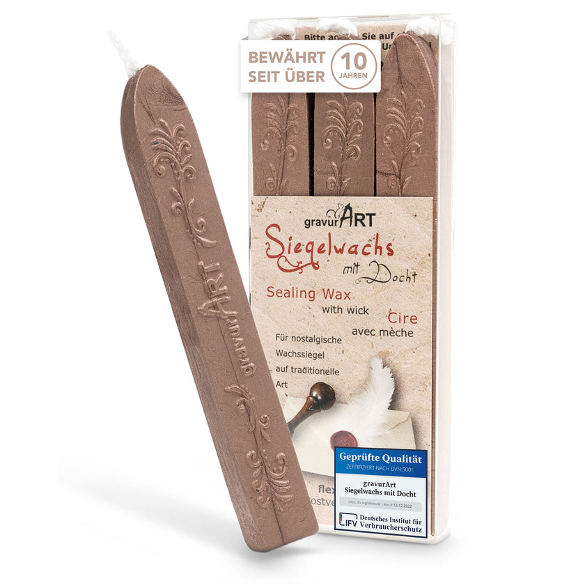 Premium Siegelwachs mit Docht, 3er Pack in Savanne-Roségold - Siegelstempel personalisiert