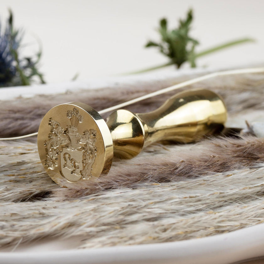 Siegelstempel  mit Wappengravur in 2,5d mit Initialen - Siegelstempel personalisiert