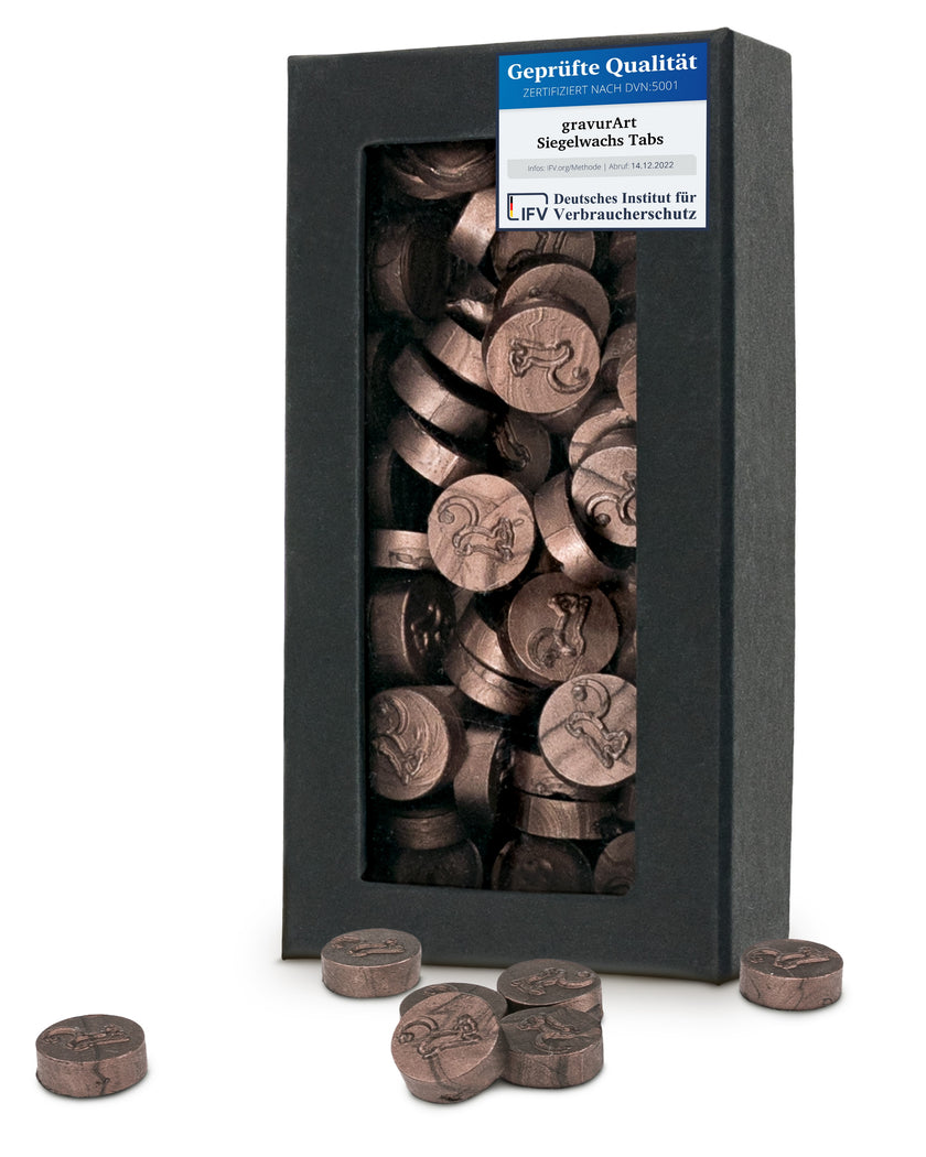 gravurART Siegelwachs Tabs - flexibel - zum Schmelzen im Schmelzlöffel - Savanne-Roségold - Siegelstempel personalisiert