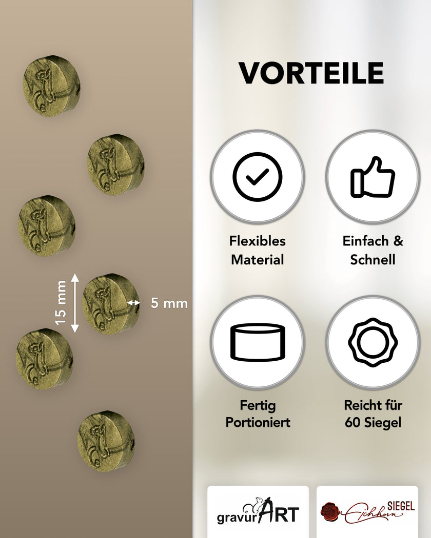 gravurART Siegelwachs Tabs - flexibel - zum Schmelzen im Schmelzlöffel - Olive Perl. - Siegelstempel personalisiert