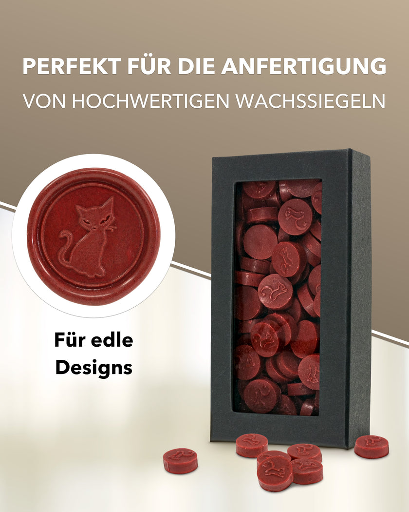 gravurART Siegelwachs Tabs - flexibel - zum Schmelzen im Schmelzlöffel - Farbe Bordeaux - Siegelstempel personalisiert