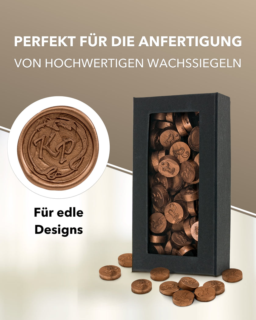 gravurART Siegelwachs Tabs - flexibel - zum Schmelzen im Schmelzlöffel - Farbe Kupfer - Siegelstempel personalisiert