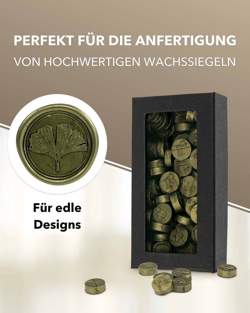 gravurART Siegelwachs Tabs - flexibel - zum Schmelzen im Schmelzlöffel - Olive Perl. - Siegelstempel personalisiert