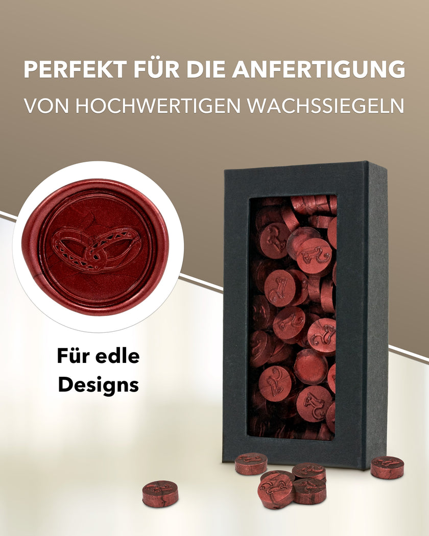 gravurART Siegelwachs Tabs - flexibel - zum Schmelzen im Schmelzlöffel - Rot-Metallic - Siegelstempel personalisiert