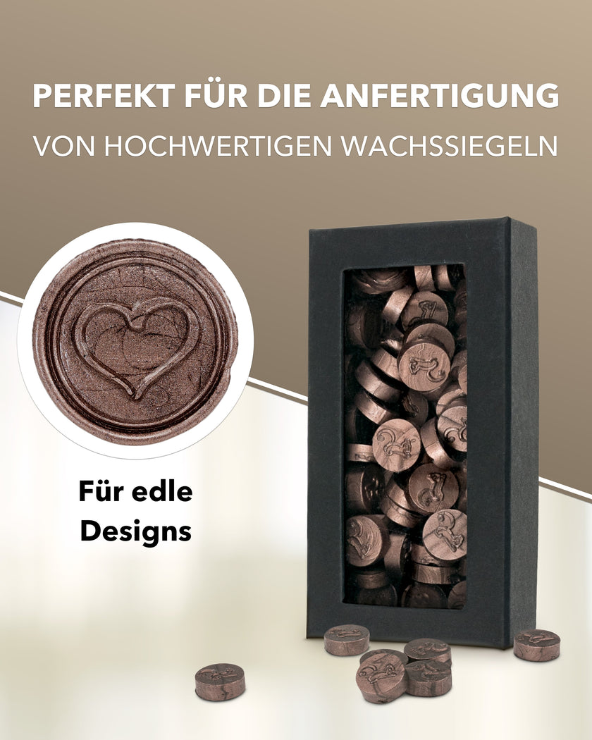 gravurART Siegelwachs Tabs - flexibel - zum Schmelzen im Schmelzlöffel - Savanne-Roségold - Siegelstempel personalisiert