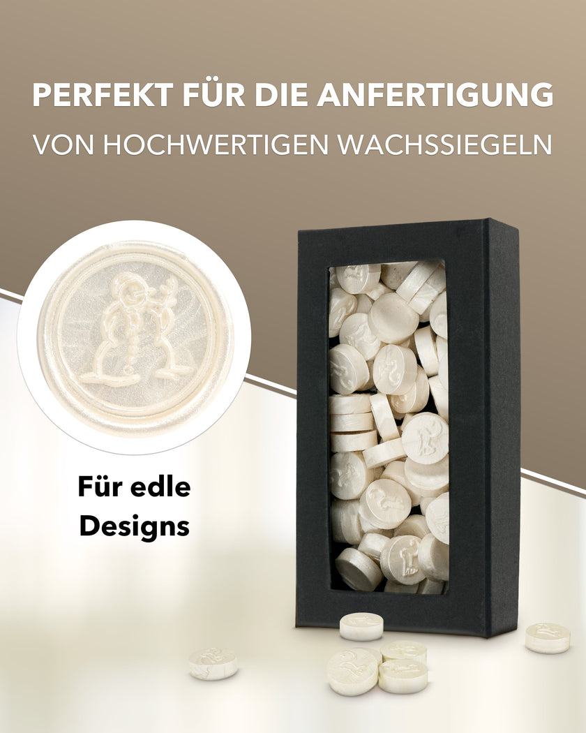 gravurART Siegelwachs Tabs - flexibel - zum Schmelzen im Schmelzlöffel - Weiß-Perl. - Siegelstempel personalisiert