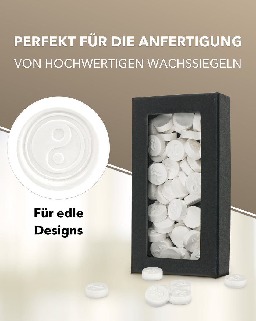 gravurART Siegelwachs Tabs - flexibel - zum Schmelzen im Schmelzlöffel - Weiß - Siegelstempel personalisiert
