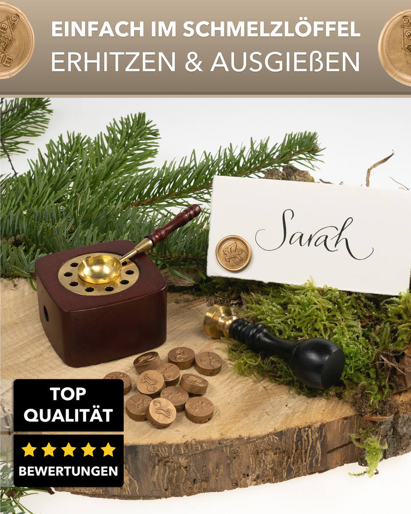 gravurART Siegelwachs Tabs - flexibel - zum Schmelzen im Schmelzlöffel - Farbe Champagner - Siegelstempel personalisiert