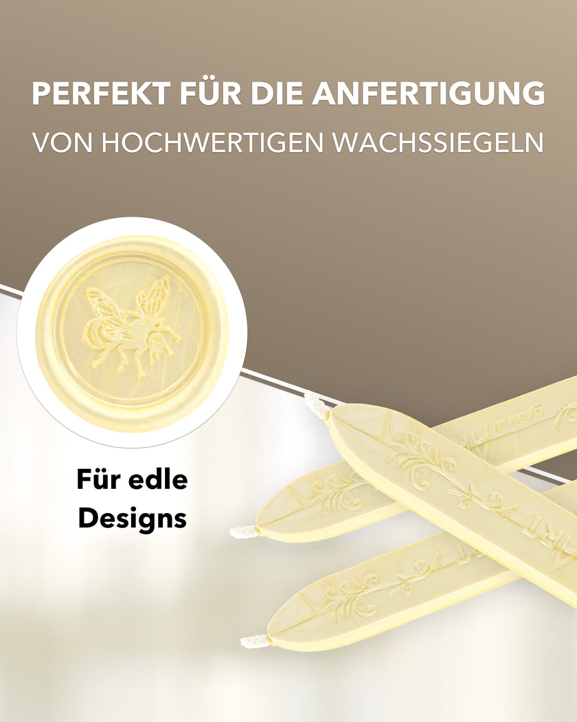 Premium Siegelwachs mit Docht, 3er Pack in Pastell-Gelb - Siegelstempel personalisiert