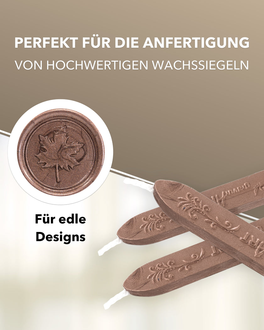 Premium Siegelwachs mit Docht, 3er Pack in Savanne-Roségold - Siegelstempel personalisiert