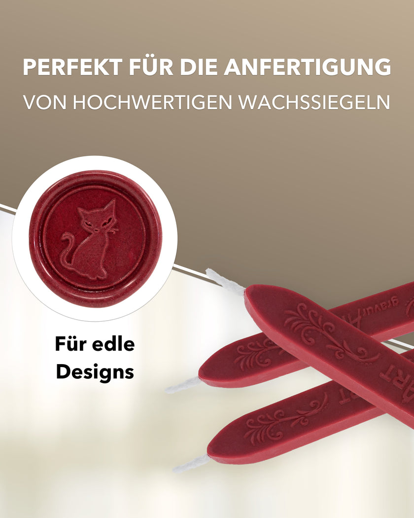 Premium Siegelwachs mit Docht, 3er Pack in Vintage Rosé - Siegelstempel personalisiert