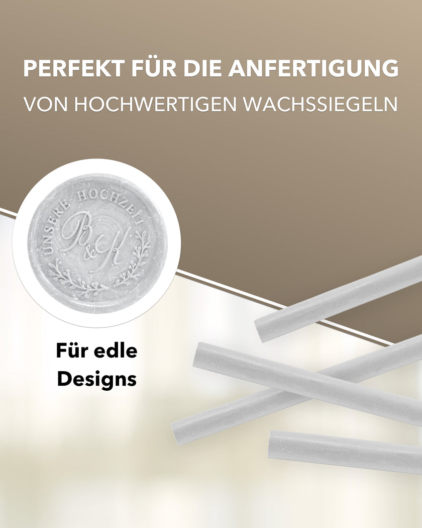Siegelwachs für Wachspistole in Chinchilla, 7mm Durchmesser, 6er Pack - Siegelstempel personalisiert