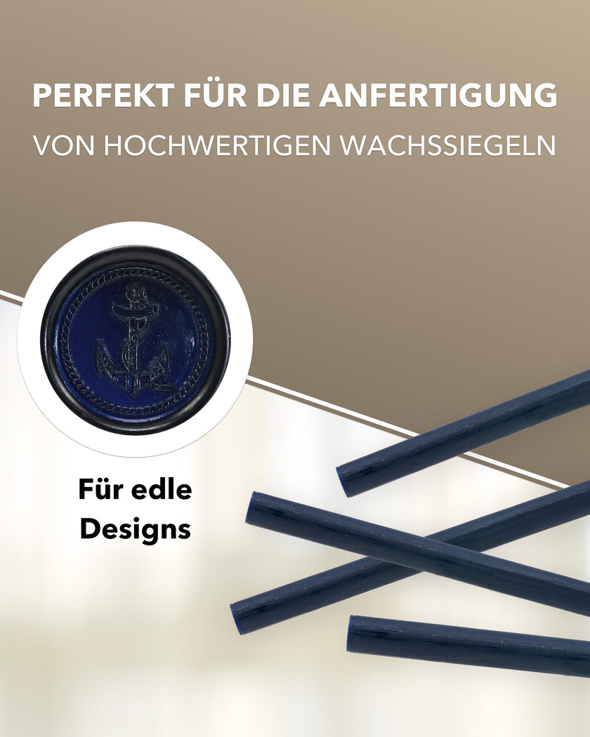 Siegelwachs für Wachspistole in Dunkelblau, 7mm Durchmesser, 6er Pack - Siegelstempel personalisiert