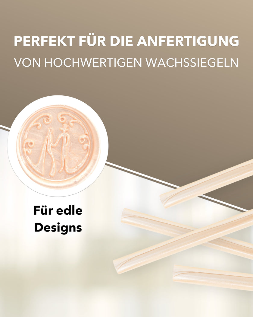 Siegelwachs für Wachspistole in Elfenbein-Perl., 7mm Durchmesser, 6er Pack - Siegelstempel personalisiert