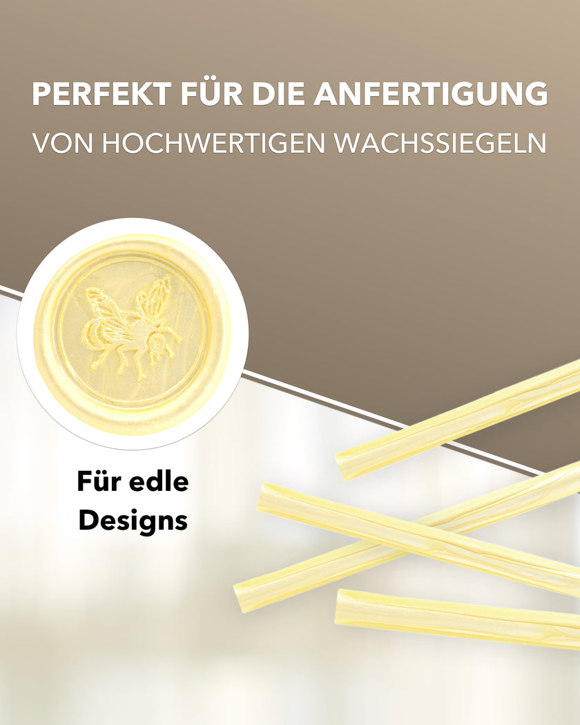 Siegelwachs für Wachspistole in Pastellgelb, 7mm Durchmesser, 6er Pack - Siegelstempel personalisiert