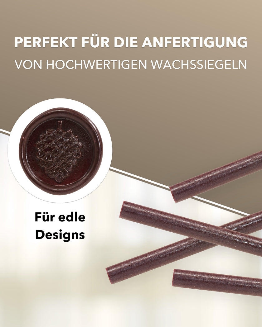 Siegelwachs für Wachspistole in Kastanie, 7mm Durchmesser, 6er Pack - Siegelstempel personalisiert