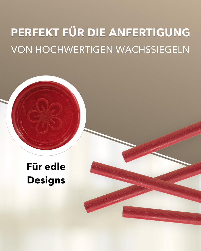 Siegelwachs für Wachspistole in Kirschrot, 7mm Durchmesser, 6er Pack - Siegelstempel personalisiert