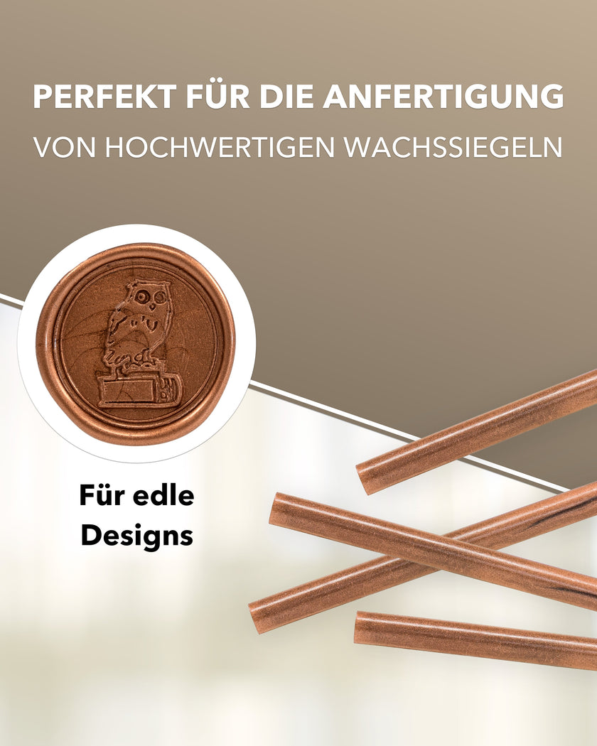 Siegelwachs für Wachspistole in Kupfer, 7mm Durchmesser, 6er Pack - Siegelstempel personalisiert