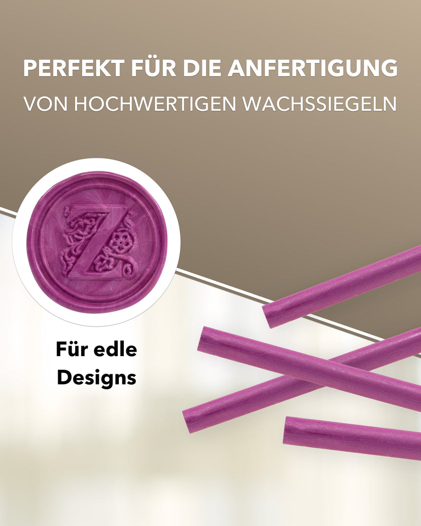 Siegelwachs für Wachspistole in Magenta, 7mm Durchmesser, 6er Pack - Siegelstempel personalisiert