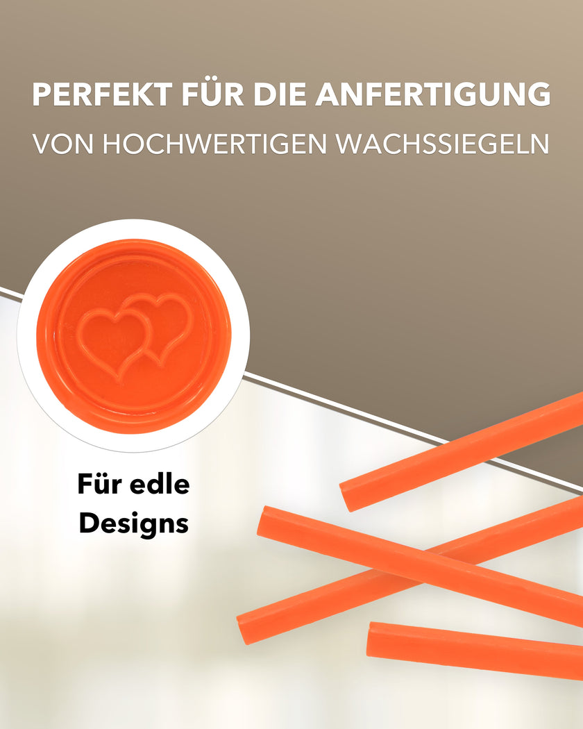 Siegelwachs für Wachspistole in Orange, 7mm Durchmesser, 6er Pack - Siegelstempel personalisiert