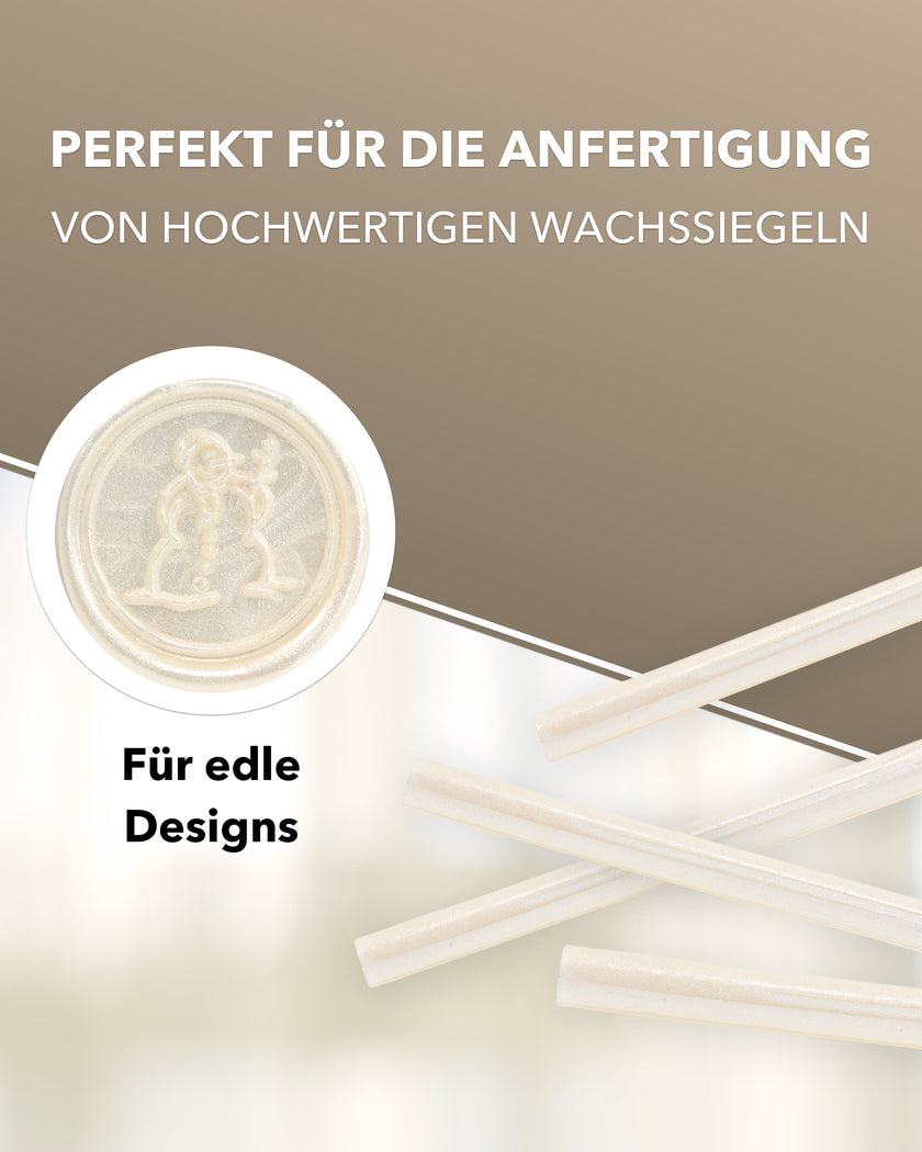 Siegelwachs für Wachspistole in Weiß-Perl., 7mm Durchmesser, 6er Pack - Siegelstempel personalisiert