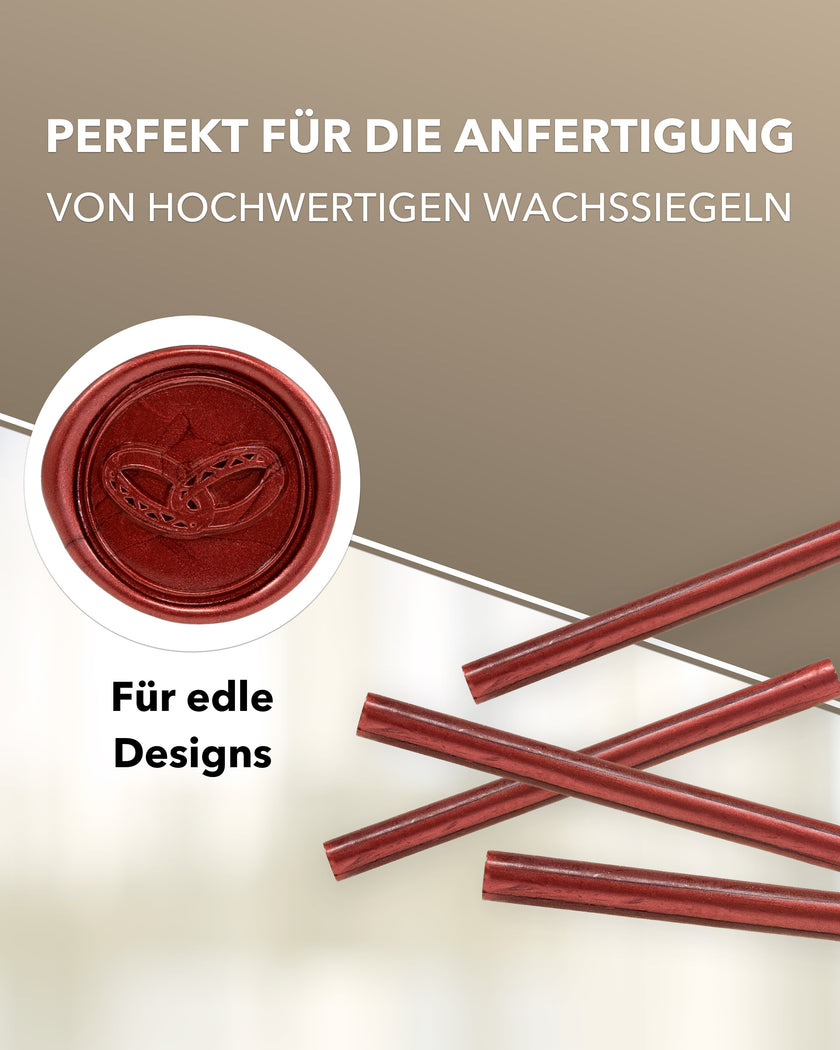 Siegelwachs für Wachspistole in Rot-Metallic, 7mm Durchmesser, 6er Pack - Siegelstempel personalisiert