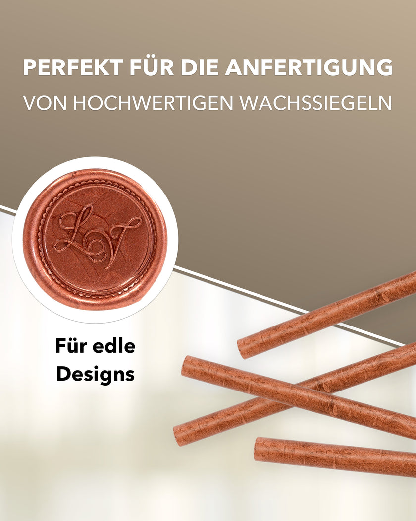 Siegelwachs für Wachspistole in Rubingold, 7mm Durchmesser, 6er Pack - Siegelstempel personalisiert