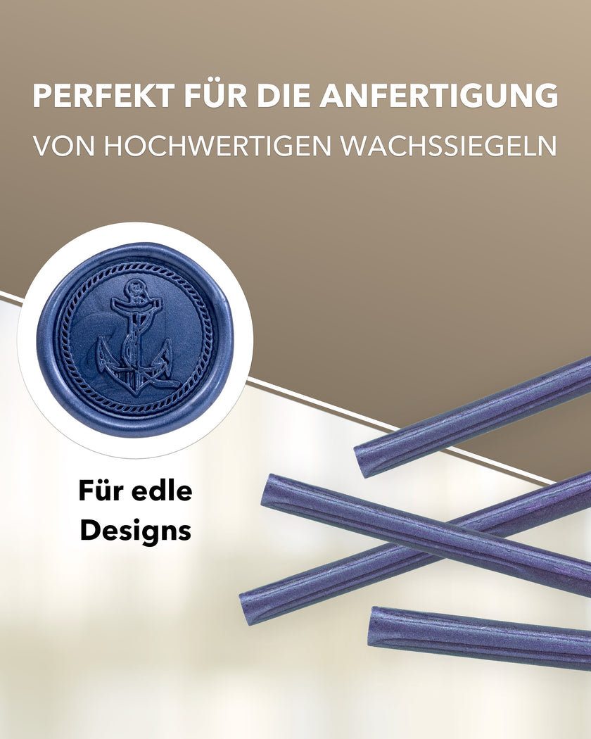 Siegelwachs für Wachspistole in Saphir-Perl., 7mm Durchmesser, 6er Pack - Siegelstempel personalisiert