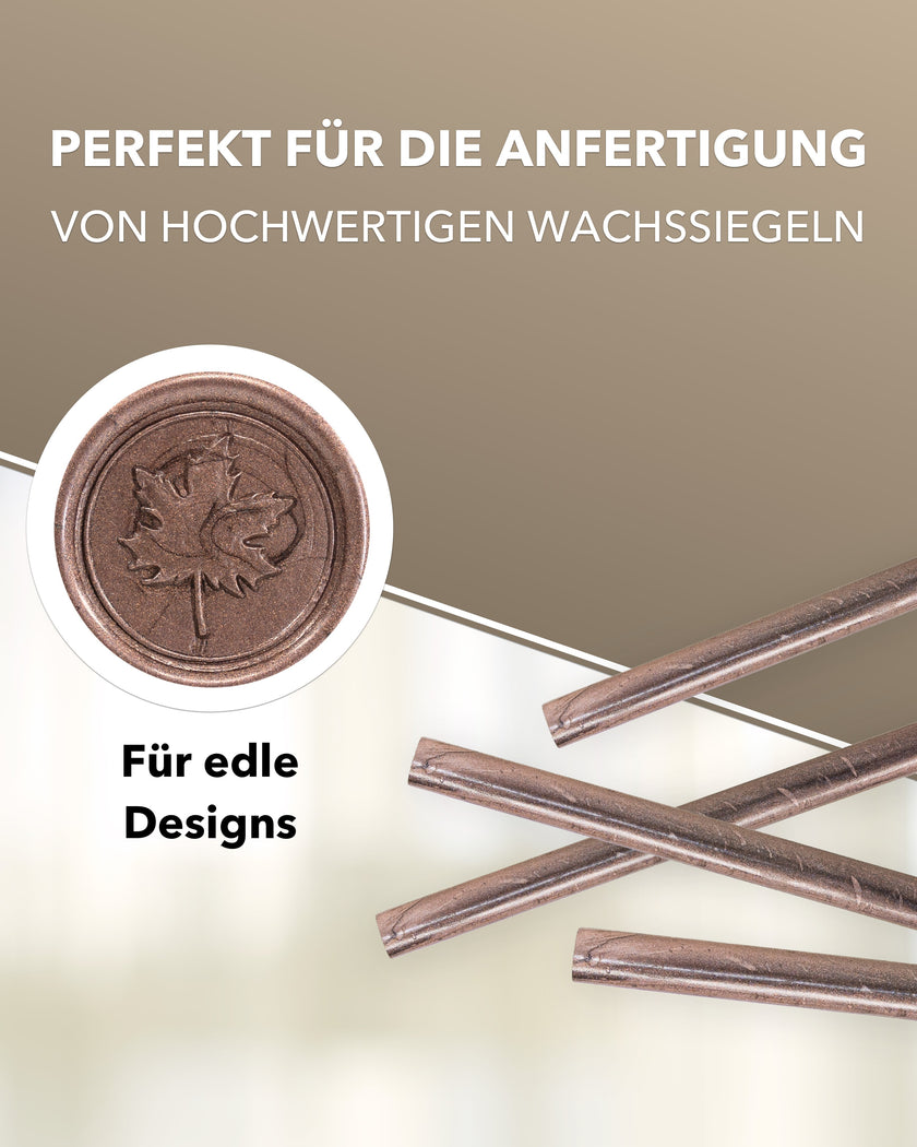 Siegelwachs für Wachspistole in Savanne-Roségold - 7mm Durchmesser, 6er Pack - Siegelstempel personalisiert