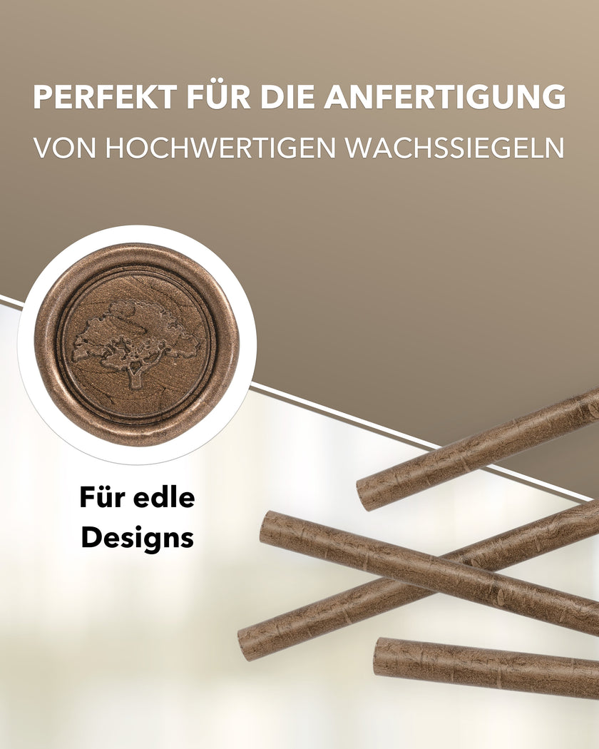 Siegelwachs für Wachspistole in Schoko-Perl., 7mm Durchmesser, 6er Pack - Siegelstempel personalisiert