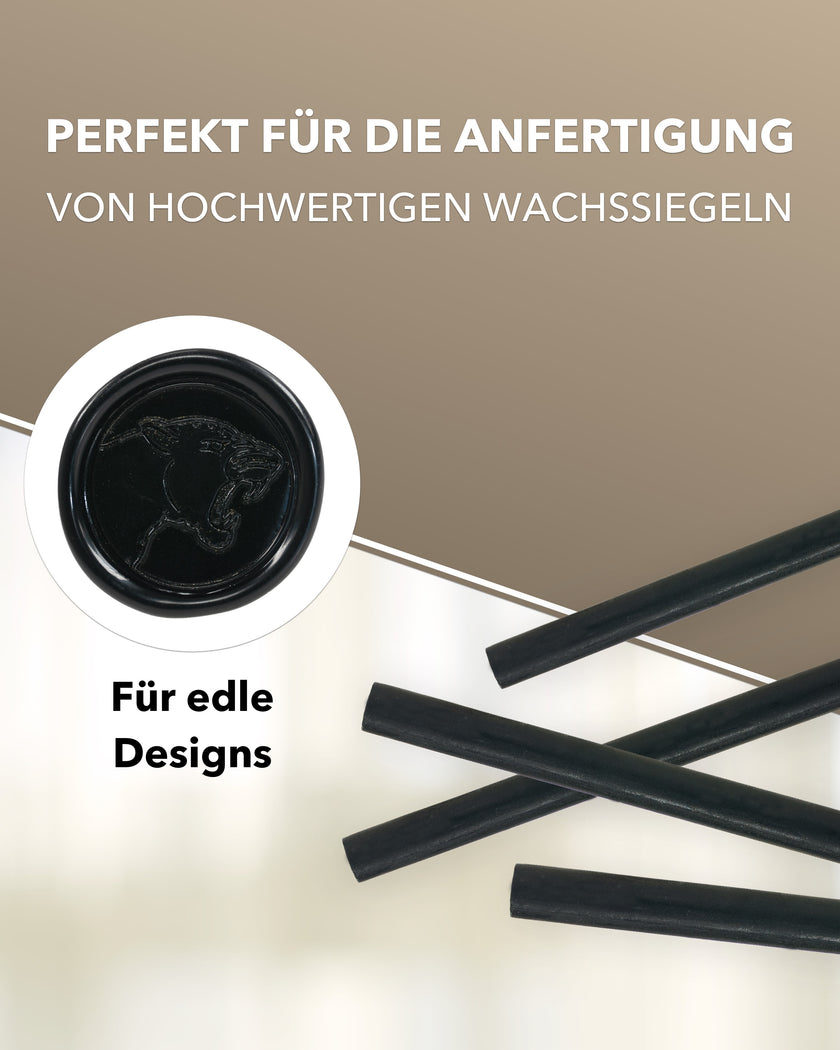 Siegelwachs für Wachspistole in Schwarz, 7mm Durchmesser, 6er Pack - Siegelstempel personalisiert