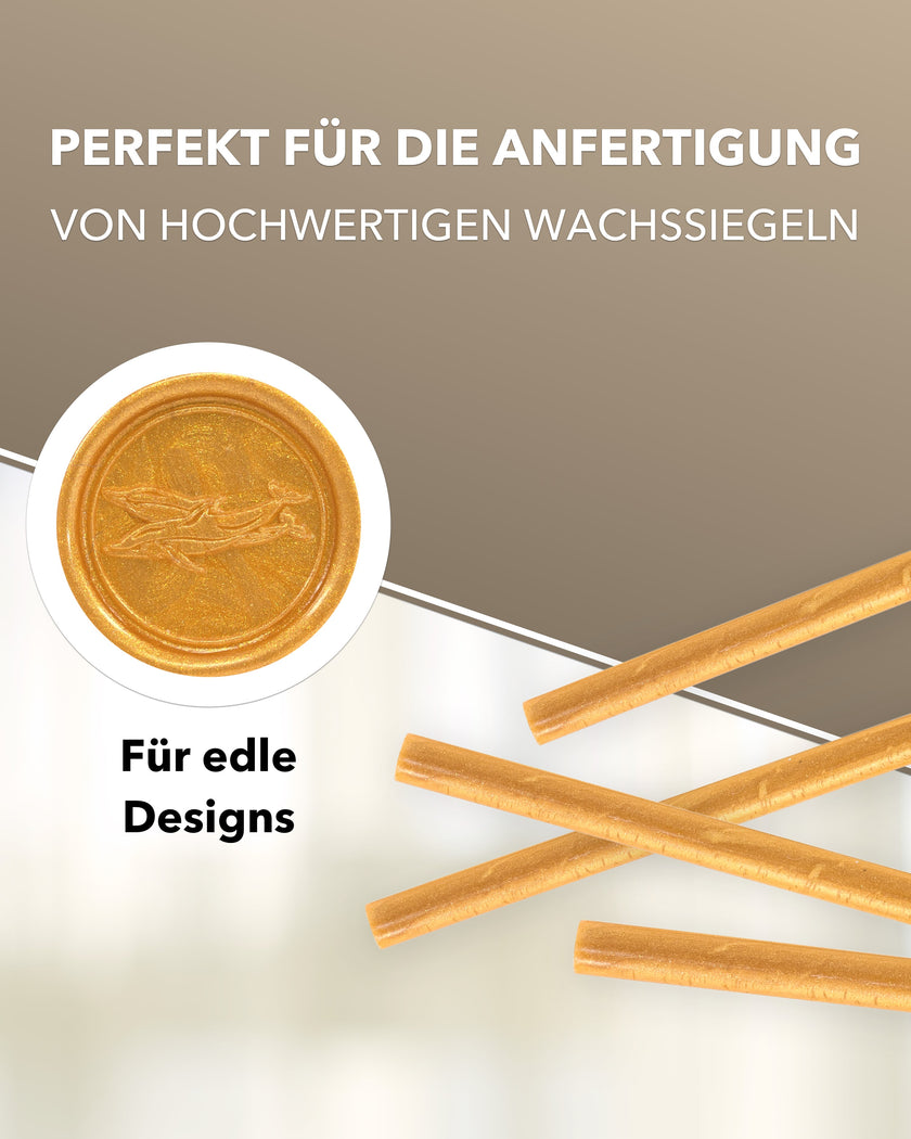 Siegelwachs für Wachspistole in Sonnengold, 7mm Durchmesser, 6er Pack - Siegelstempel personalisiert