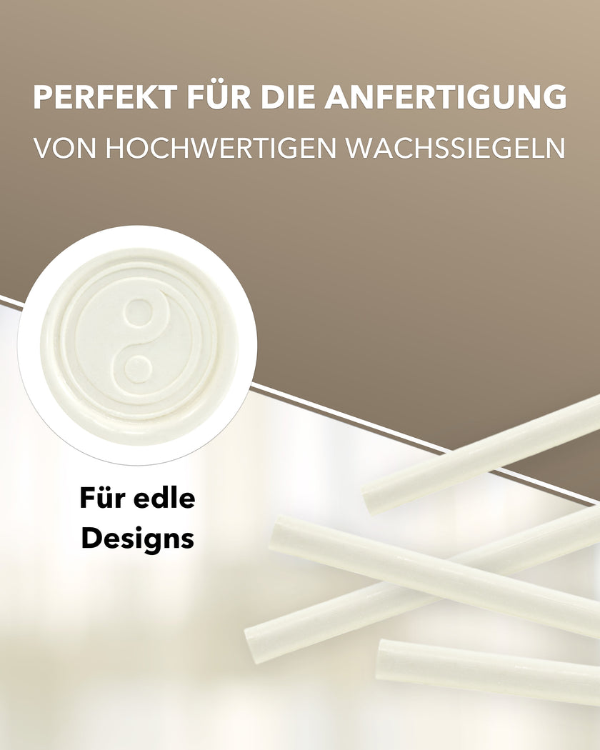 Siegelwachs für Wachspistole in Weiß, 7mm Durchmesser, 6er Pack - Siegelstempel personalisiert