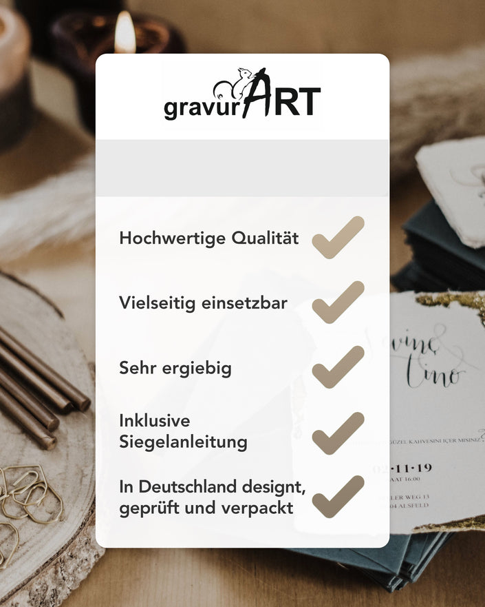 Siegelwachs für Wachspistole in Gold, 7mm Durchmesser, 6er Pack - Siegelstempel personalisiert