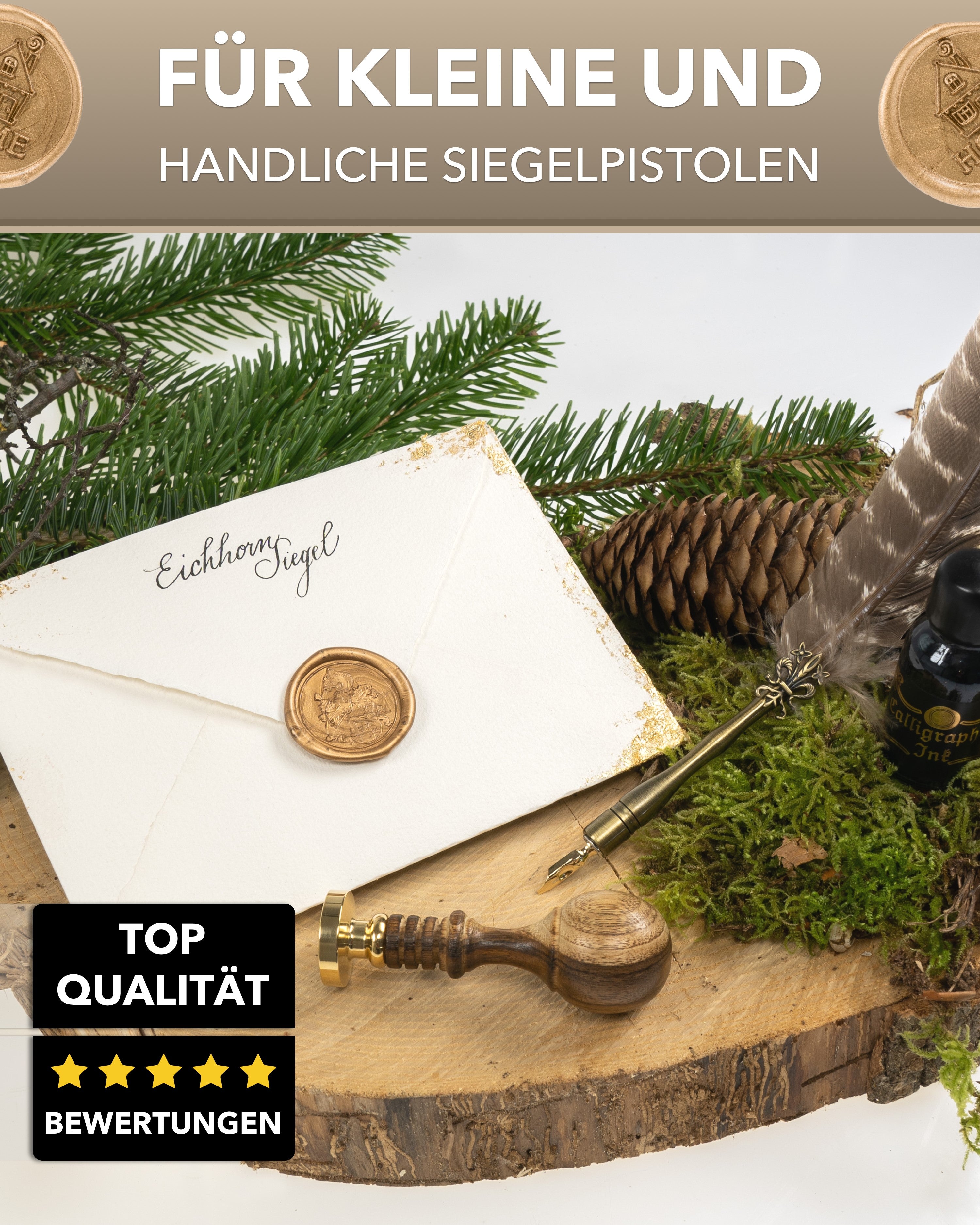Siegelwachs für Wachspistole in Grün-Perl., 7mm Durchmesser, 6er Pack - Siegelstempel personalisiert