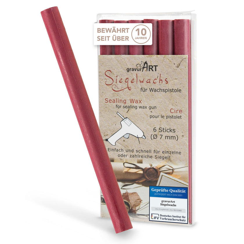Siegelwachs für Wachspistole in Vintage Rosé, 7mm Durchmesser, 6er Pack - Siegelstempel personalisiert