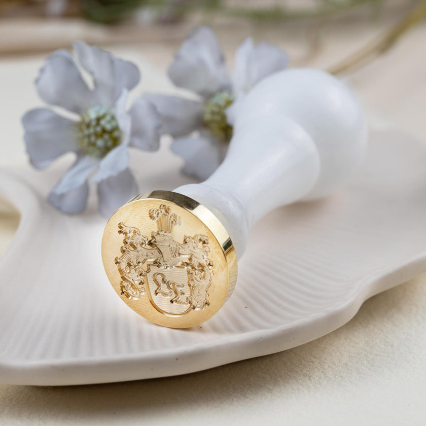Siegelstempel  mit Wappengravur in 2,5d mit Initialen - Siegelstempel personalisiert