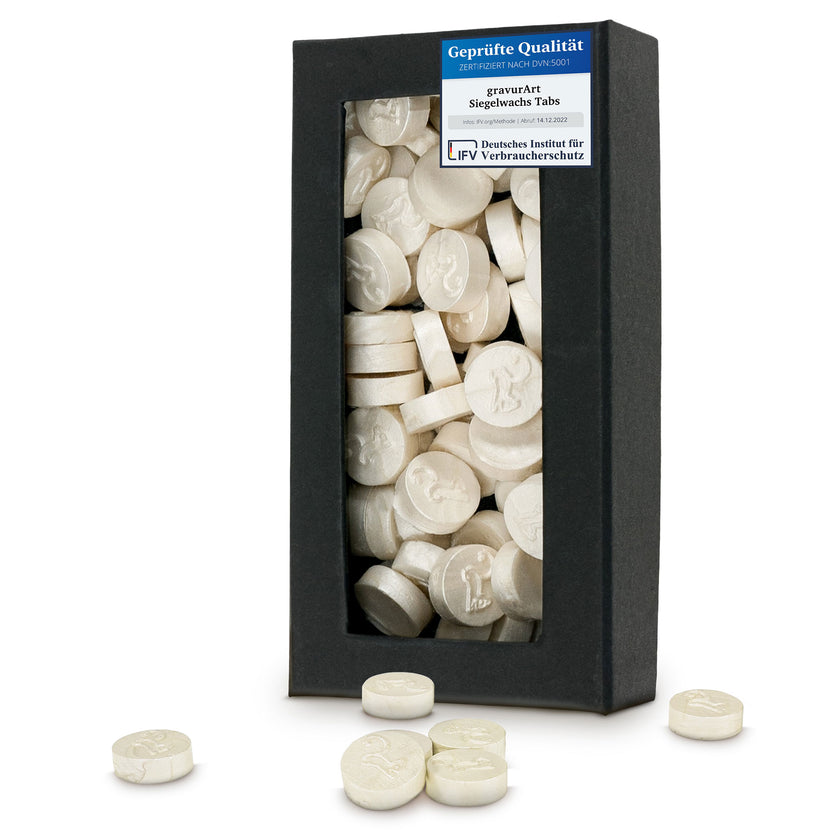 gravurART Siegelwachs Tabs - flexibel - zum Schmelzen im Schmelzlöffel - Weiß-Perl. - Siegelstempel personalisiert
